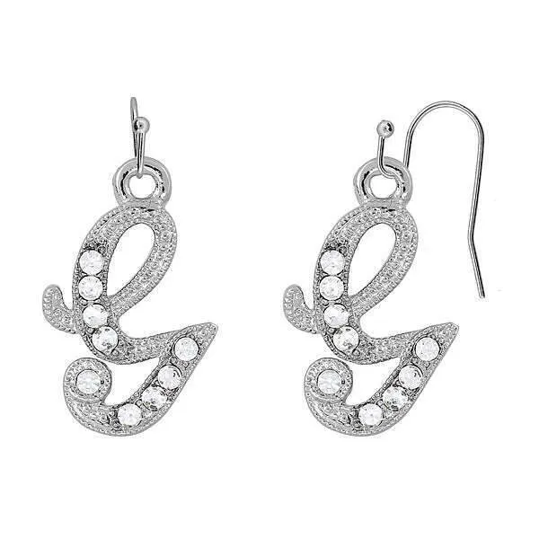 1928 Jewelry Clear Crystal Accent Initial Wire Earrings