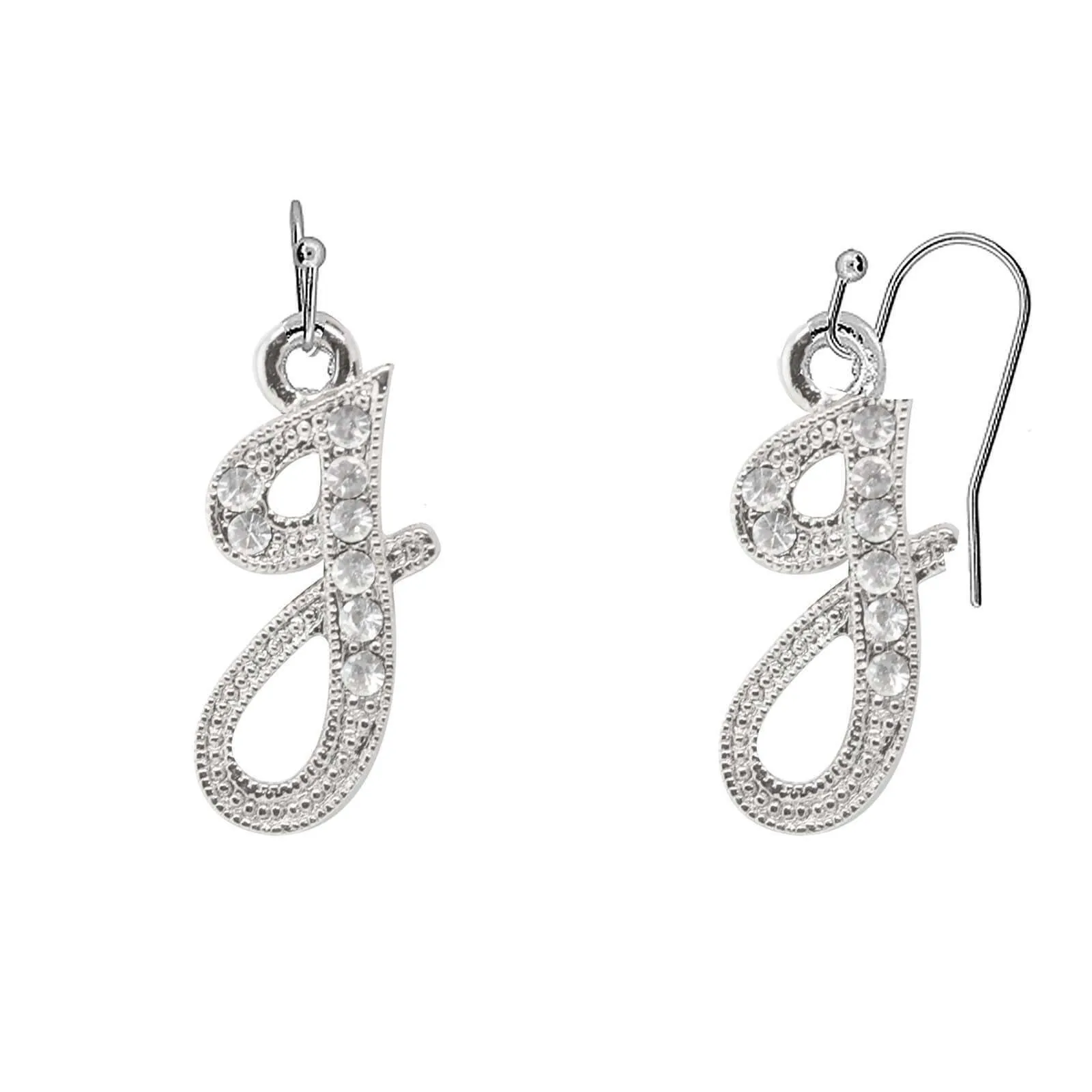 1928 Jewelry Clear Crystal Accent Initial Wire Earrings