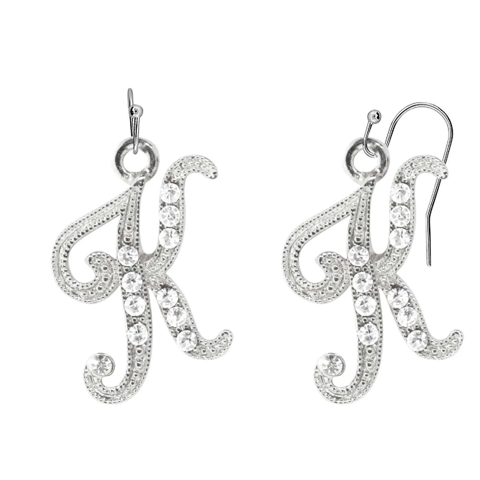 1928 Jewelry Clear Crystal Accent Initial Wire Earrings