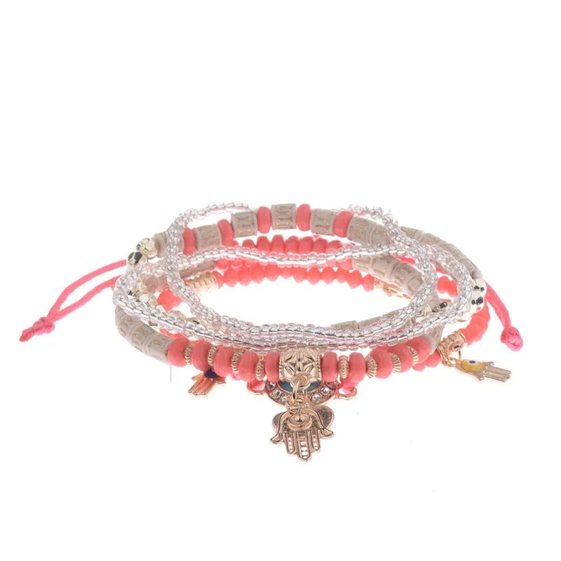 4Pcs Bohemian Tassel Beads Charm Bracelets Set