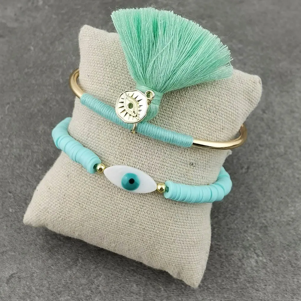 Boho Evil Eye with Tassel Bracelets