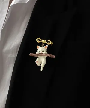 Cute White Resin Kitten Brooch Brooches ML1293