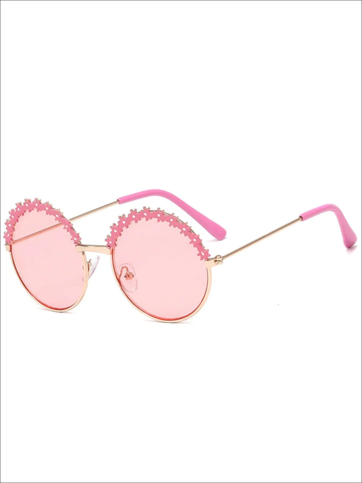 Girls Round Vintage Floral Sunglasses