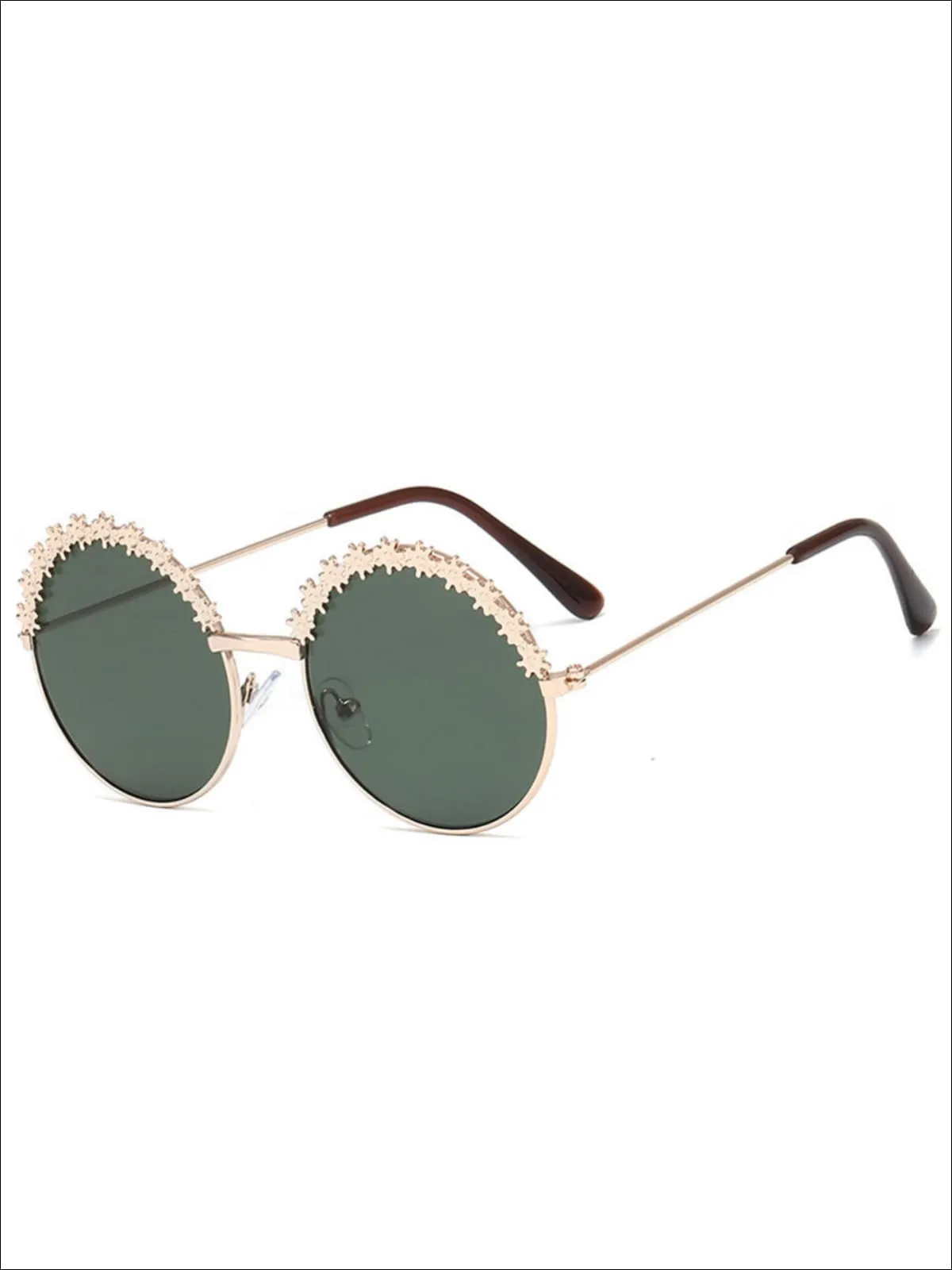 Girls Round Vintage Floral Sunglasses