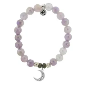 Mauve Jade Stone Bracelet with Friendship Stars Sterling Silver Charm