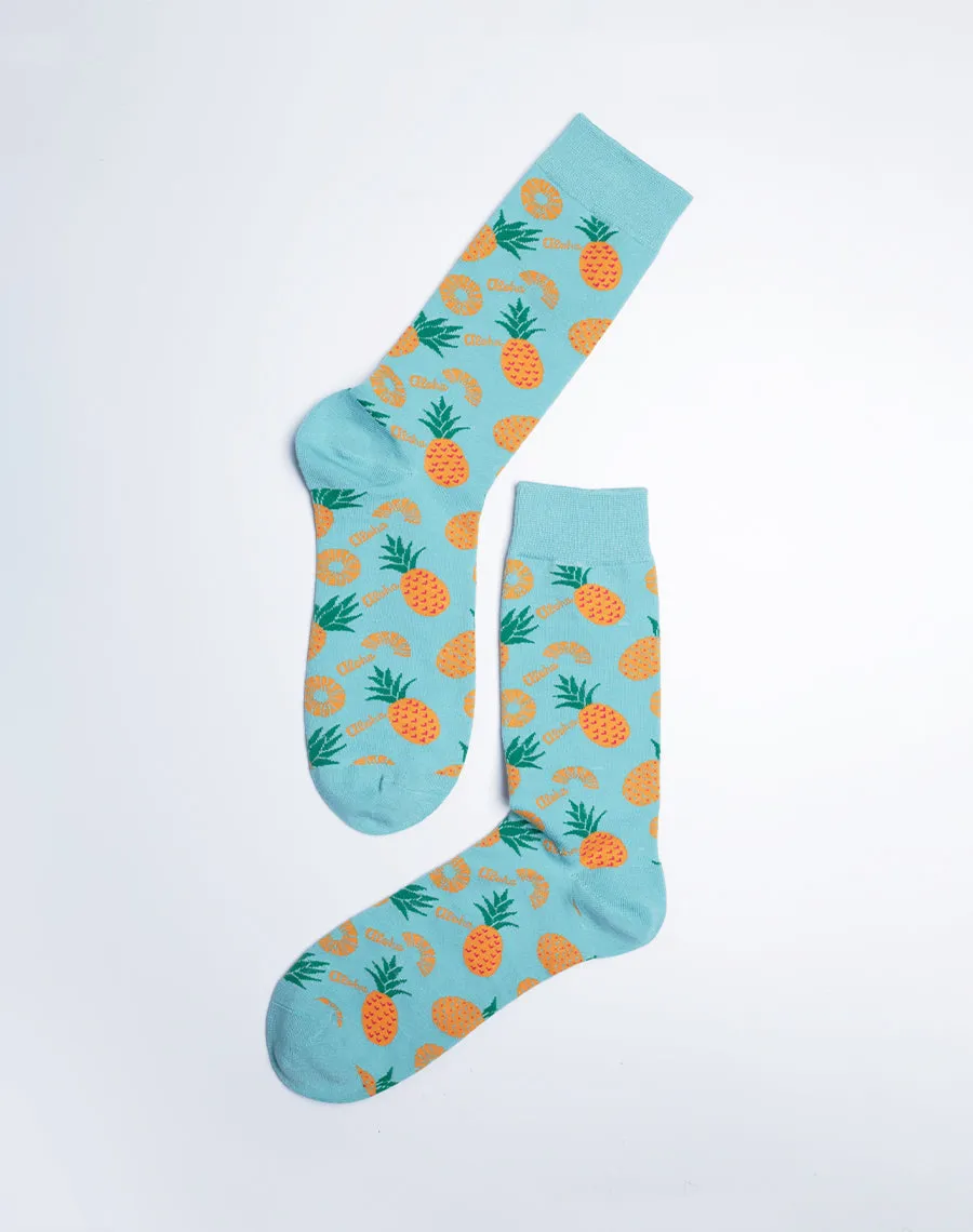 Men's Aloha Pineapple Tropical Crew Socks