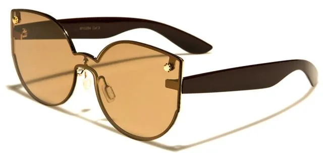Rimless Flat Mirror Lens Cat Eye Sunglasses for Women