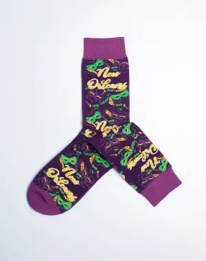 Women's New Orleans Mardi Gras Masquerade Crew Socks