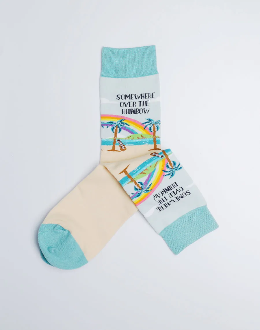 Women's Somewhere Over The Rainbow Tropical Crew Socks