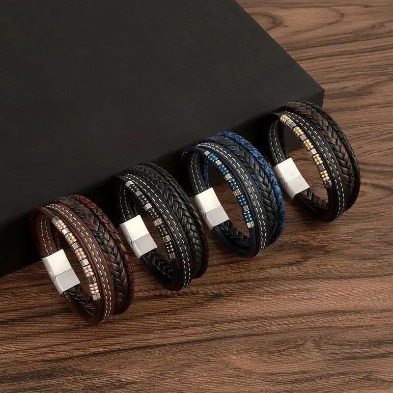 Wrap Bracelet Leather Mens Stack Tiger Evil Eye